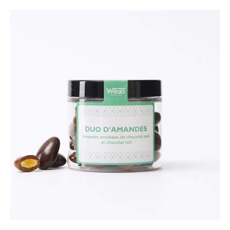 Amandes enrobées de chocolat noir et lait