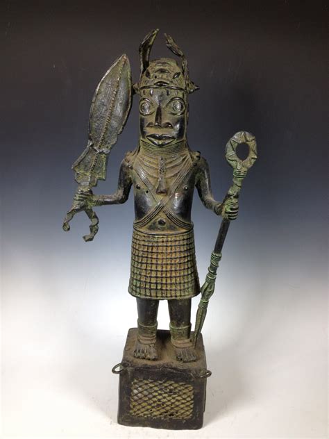 African Art Tribal Art Benin Bronze Warrior Statue From