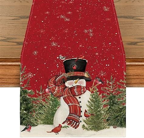 Artoid Mode Waterclor Snow Tree Truck Christmas Table Runner Seasonal