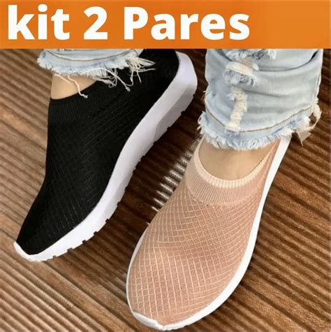 Kit Pares T Nis Meia Feminino Calce F Cil El Stico Academia Treino