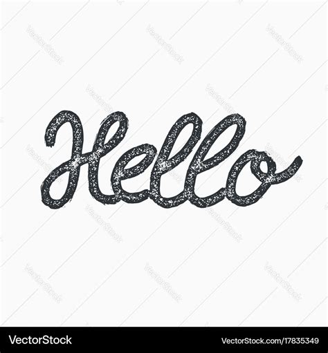 Hello Word Calligraphy Design Stamp Style Vector Image