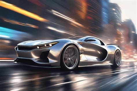 Premium AI Image The Concept Car Is A Silver Sports Car With A Black