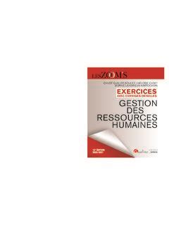 Exercices avec corrigés détaillés Gestion des Ressources