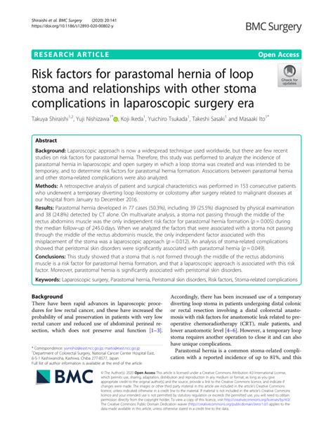 (PDF) Risk factors for parastomal hernia of loop stoma and relationships with other stoma ...