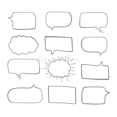 Set Of Hand Drawn Comics Style Speech Bubbles Stock Vector