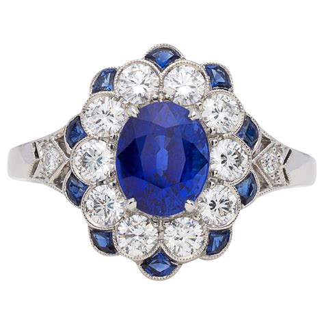 Art Deco Diamond And Sapphire Ring At 1stDibs