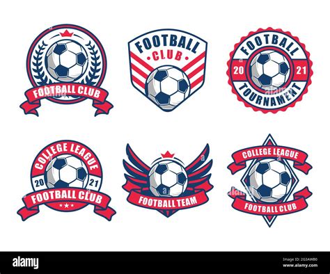 Conjunto de logo de fútbol o insignia de club de fútbol Imagen Vector