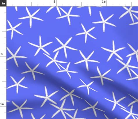 Small Periwinkle And White Starfish Fabric Spoonflower