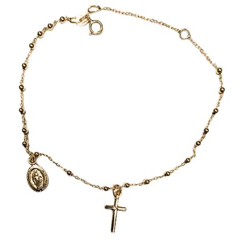 Bracciale Rosario Con Pendente Croce E Con Pendente Madonnina In Oro