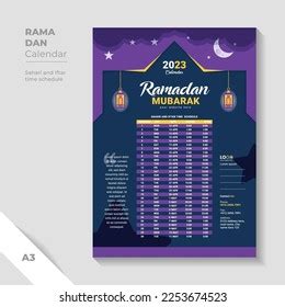 Blue Color Ramadan Calendar Design Template Stock Vector Royalty Free