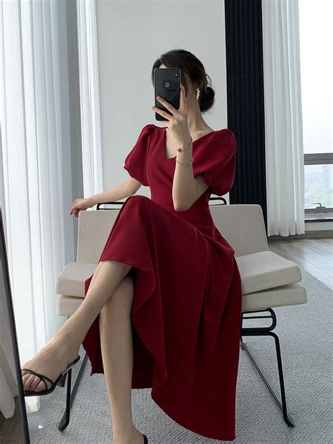 Elegant Korean Red Dress Atelier Yuwa Ciao Jp