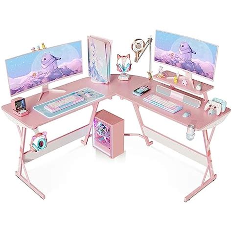 Motpk Pink Gaming Desk L Shaped Inch Gamer Desk India Ubuy