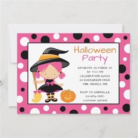 Polka Dot Witch Halloween Party Invitations Zazzle