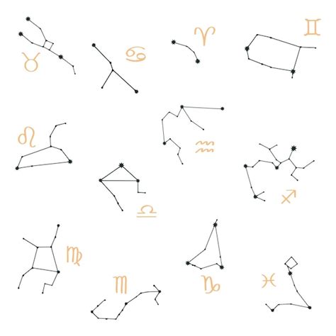 Collection Avec Symboles Et Constellations Du Zodiaque Vecteur D Art En