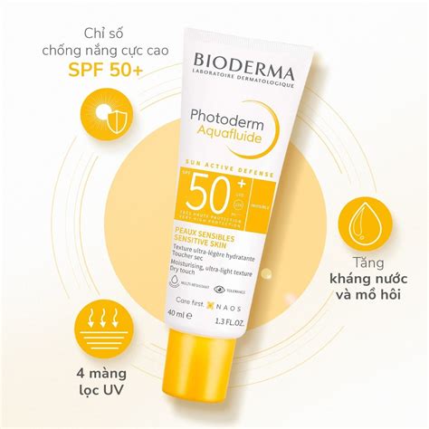 Kem Chống Nắng Bioderma Photoderm MAX Aquafluide SPF 50 Lá Skin