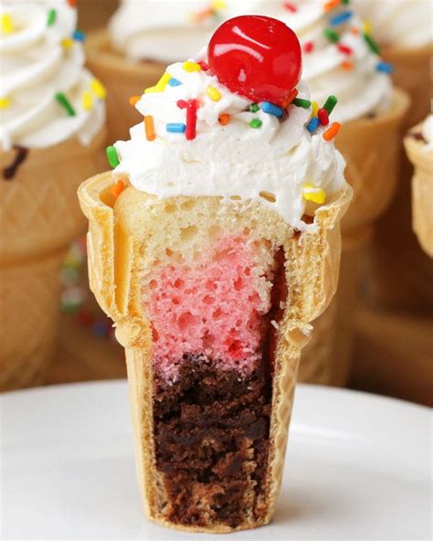 These Neapolitan Ice Cream Cone Cupcakes Are Perfect For Birthday