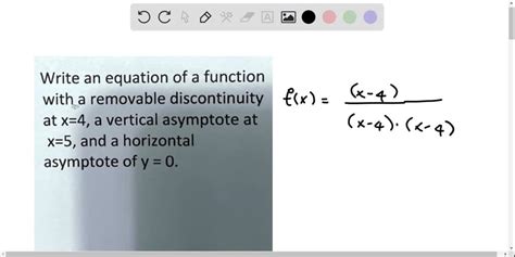 Solved Write An Equation Of A Function With A Removable Discontinuity