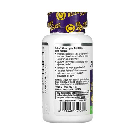 Alpha Lipoic Acid Time Release 600 Mg Natrol 45 Tablets