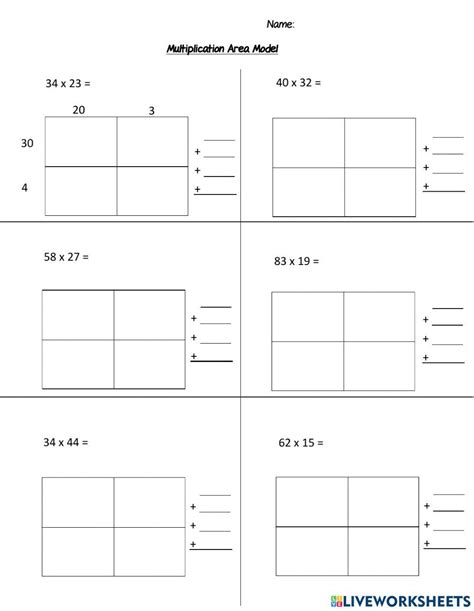 Box Method Multiplication Worksheets PDF Partial Product Worksheets