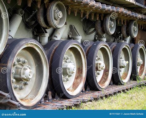 Tank Tread And Road Wheels Royalty Free Stock Photography