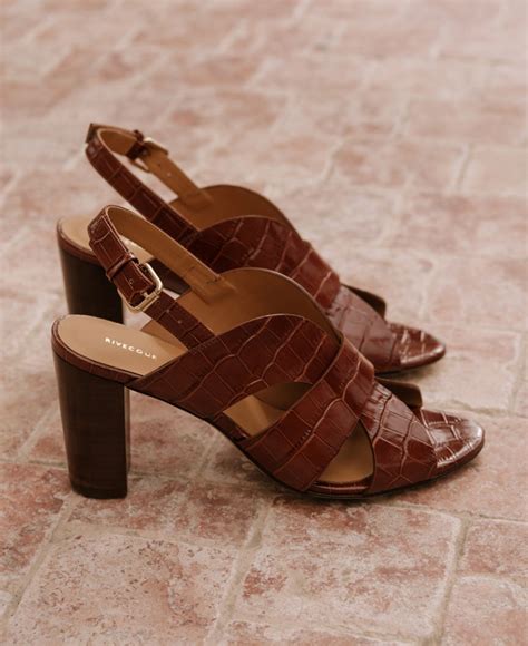 Sandales N Cuir Croco Marron Rivecour