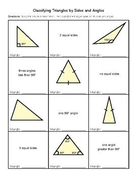 Classifying Triangles By Their Sides Angles Worksheet For