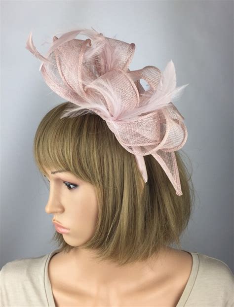 Light Pink Fascinator On Clip Pale Blush Pink Fascinator Pale Etsy Uk