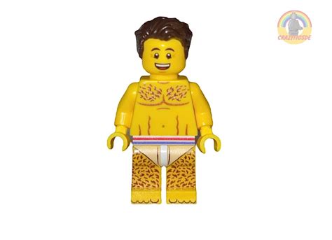 Hairy Man Minifigure Boxer Shorts Naked Torso Custom Design On Lgo