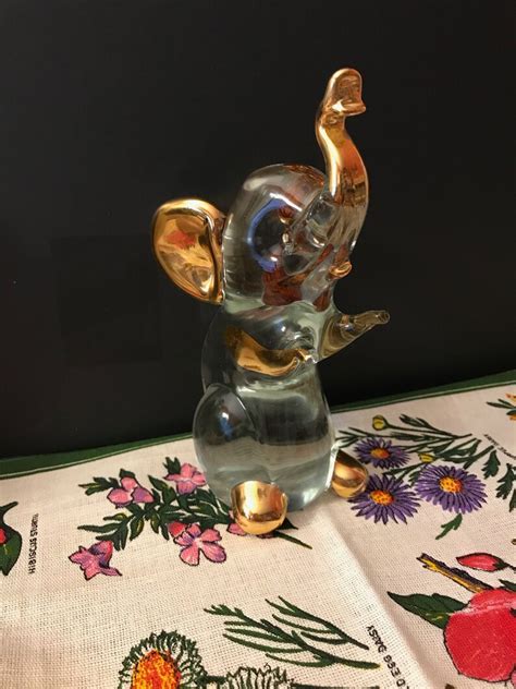 Vintage Murano Glass Elephant Figurine Paper Weight Hand Etsy