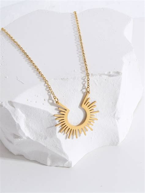 18k Gold Plated Pendant Necklace | Necklace, Geometric pendant necklace ...