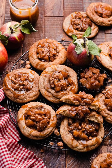 Salted Caramel Apple Pie Cookies Blue Bowl