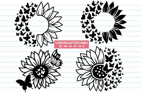 Sunflower Butterfly Svg Sunflower Svg Graphic By Dakhashop · Creative Fabrica