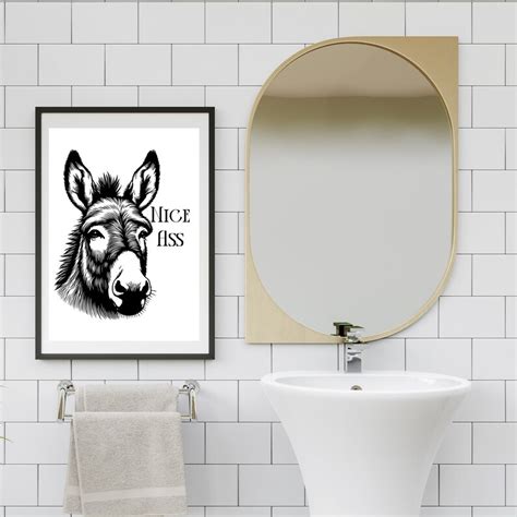 Nice Ass Donkey Bathroom Print Bathroom Sign Swear Words Funny