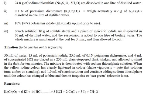 Solved How To Calculate The Normality Of Sodium Thiosulphate Chegg