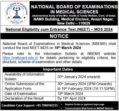 Neet Mds 2024 Application Till Feb 19 Exam Date Eligibility