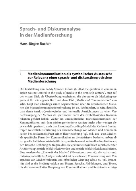 Pdf Sprach Und Diskursanalyse In Der Medienforschung