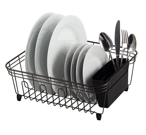 Real Home Innovations Deluxe Small Dish Drainer, Black Chrome - Walmart ...