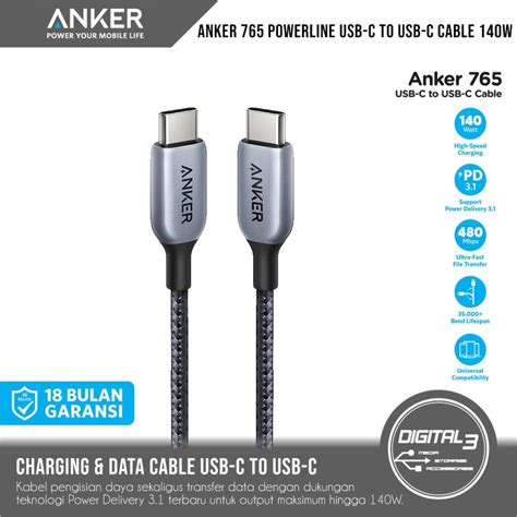 Jual Kabel Data Anker 765 Powerline USB C To USB C 140W Cable Fast