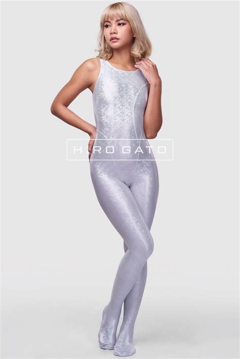 Shattered Glass Unitard White Shiny Catsuit Hiro Gato