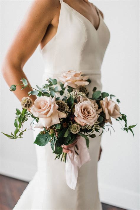 Blush Rose Bouquet With Greenery Fall Wedding Flowers Blush Wedding Flowers Blush Bouquet