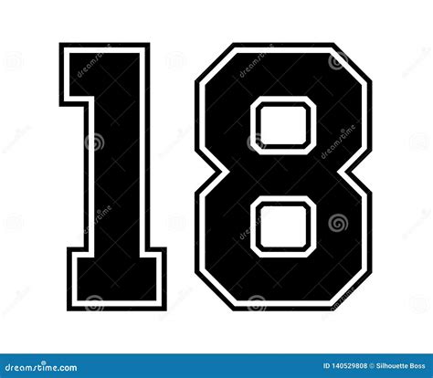 18 Classic Vintage Sport Jersey Number in Black Number on White ...