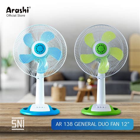 Jual Arashi General Duo Fan Kipas Angin Meja Dinding Desk