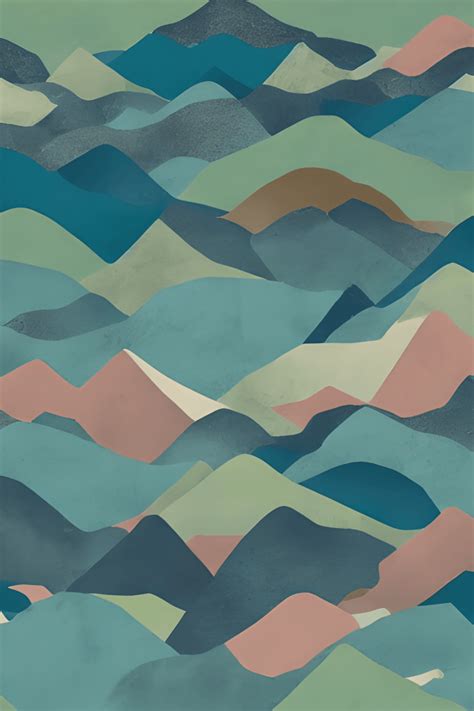 Teal Mountains Landscape Illustration · Creative Fabrica