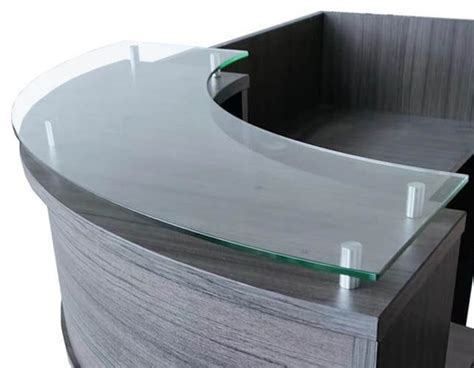 curved  shaped reception desk  glass counter