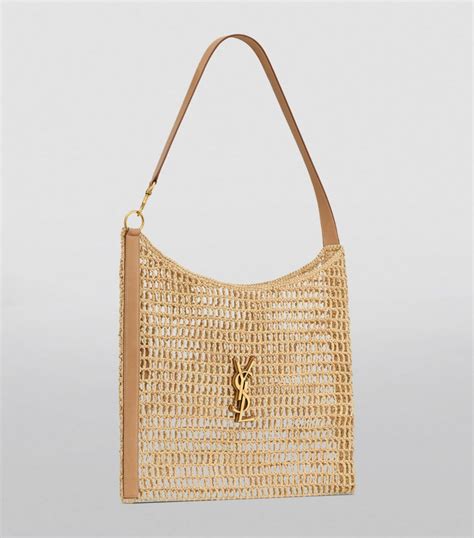 Womens Saint Laurent Nude Raffia Oxalis Crochet Shoulder Bag Harrods UK