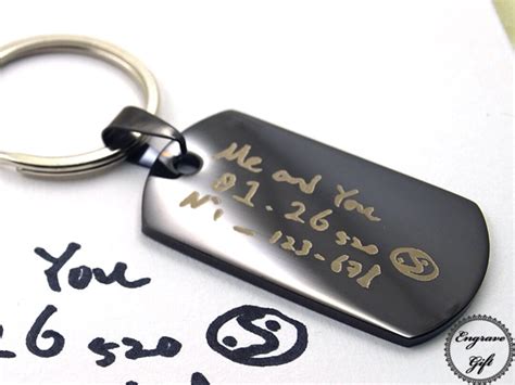 Engraved Stainless Steel Keychain Custom Handwritten Signature