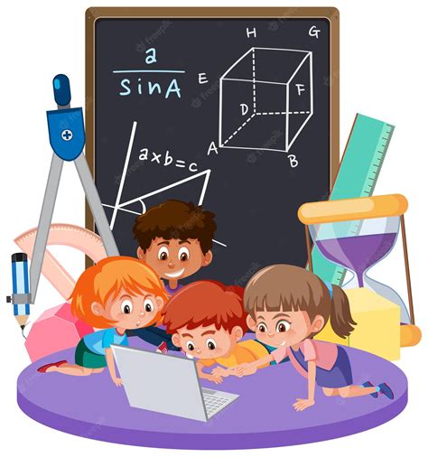 Niños Aprendiendo Matemáticas Con Símbolo E Icono De Matemáticas