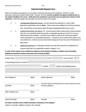 Fillable Online Hphs Dist External Credit Request Form