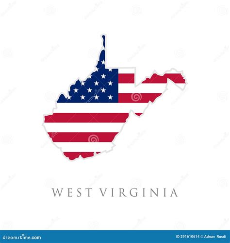 Shape Of West Virginia State Map With American Flag Vector