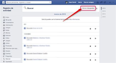 Cómo borrar tu historial de búsquedas en Facebook